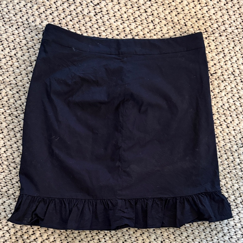 J. Crew Navy Mini Skirt with Ruffle Hem
